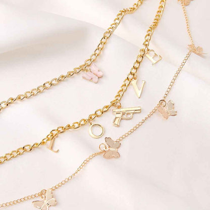 Chain Butterfly Necklace Women Multilayer Pendant Necklace Set Women - VEX CLUB HOUSE