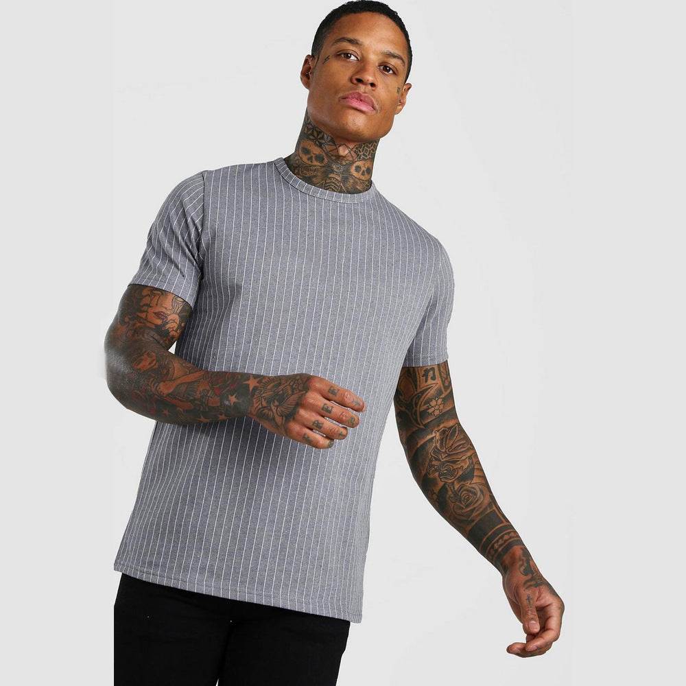 Short-sleeved 3D Printed T-shirt With Simple Stripes - VEX CLUB HOUSE