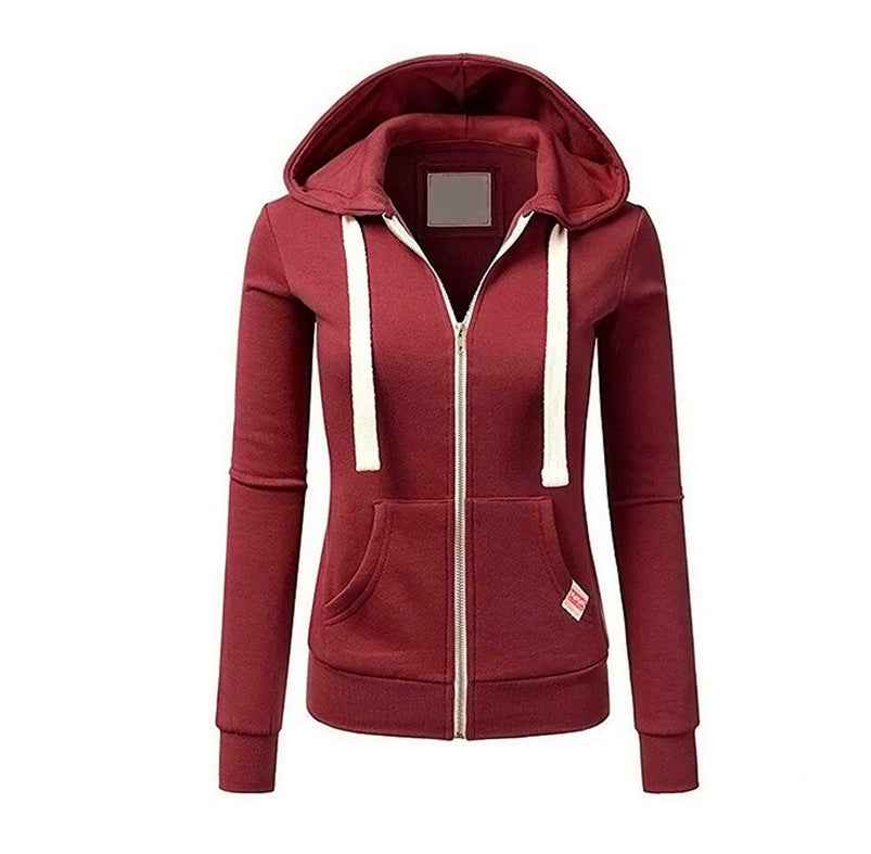 Womens Casual Sporty Cardigan With Zipper Hooded Sweatshirt - VEX CLUB HOUSE