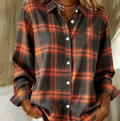 Womens Floral-Print Casual Loose-Fit Long-Sleeve Shirt - VEX CLUB HOUSE