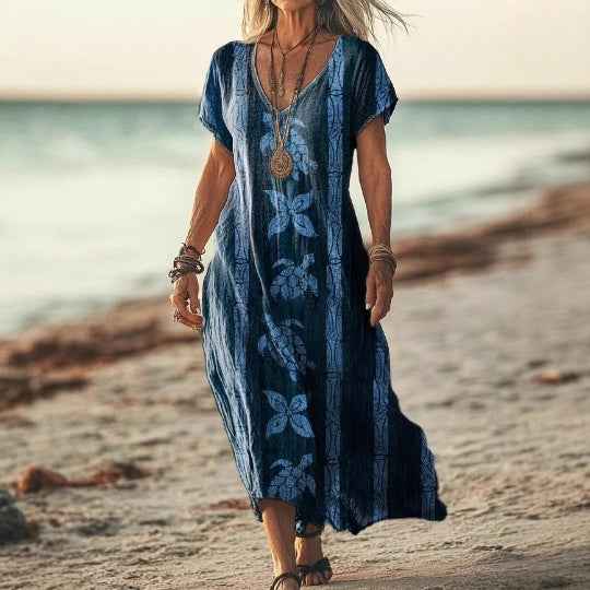 Womens Floral V-Neck Short-Sleeve Dress - VEX CLUB HOUSE