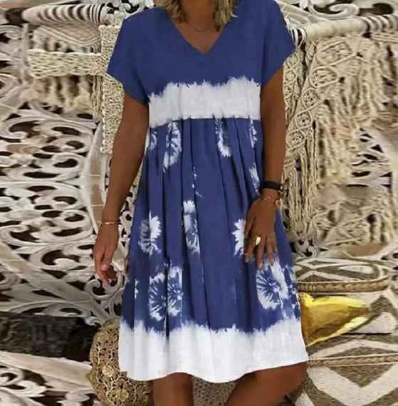 Womens Loose-fitting Printed Dress - VEX CLUB HOUSE