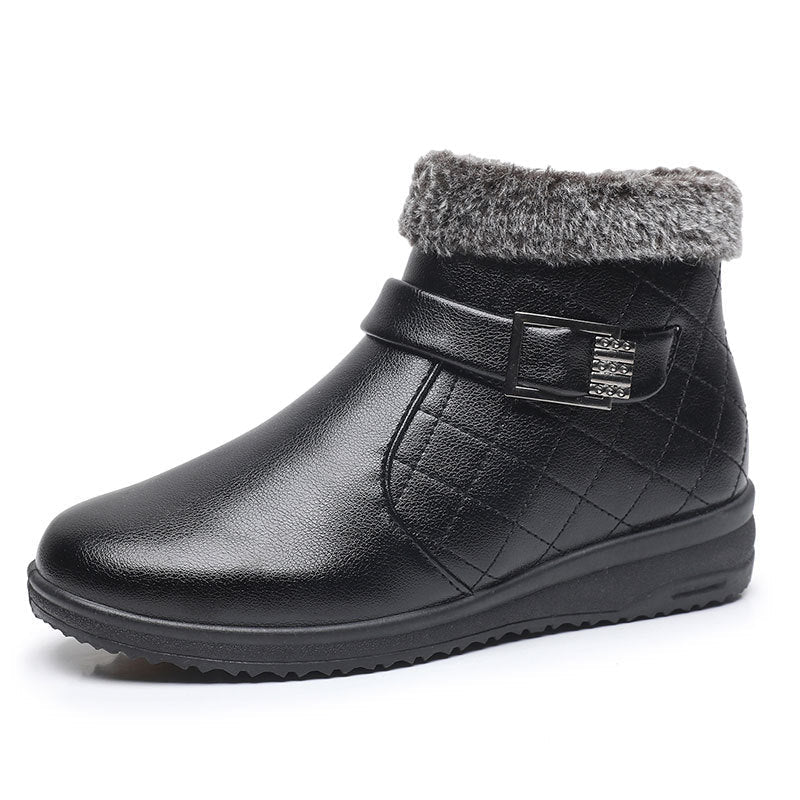 Cotton Plus Velvet Warm Booties Flat Leather Shoes - VEX CLUB HOUSE