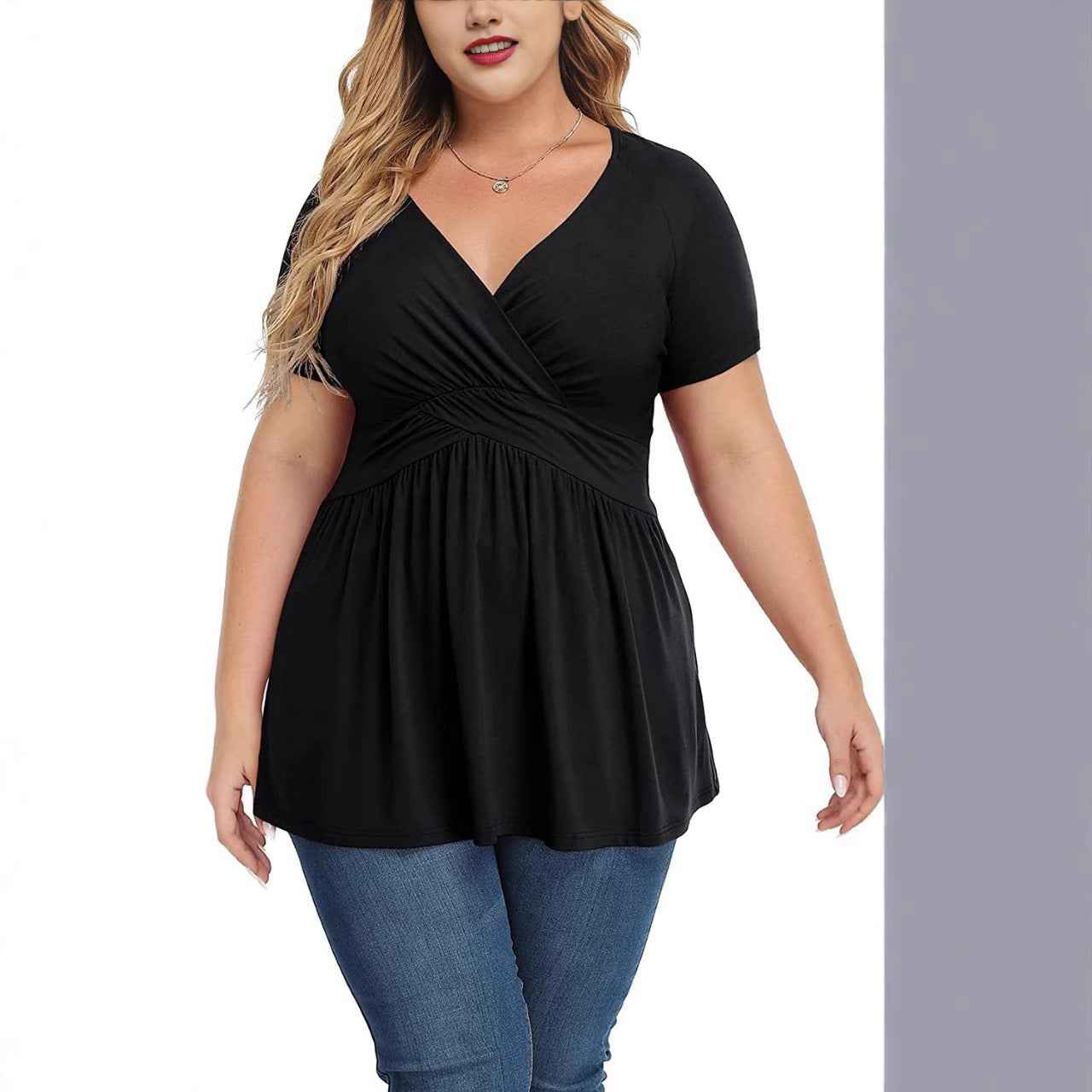 Women's Plus Size T-shirt V-neck Top - VEX CLUB HOUSE