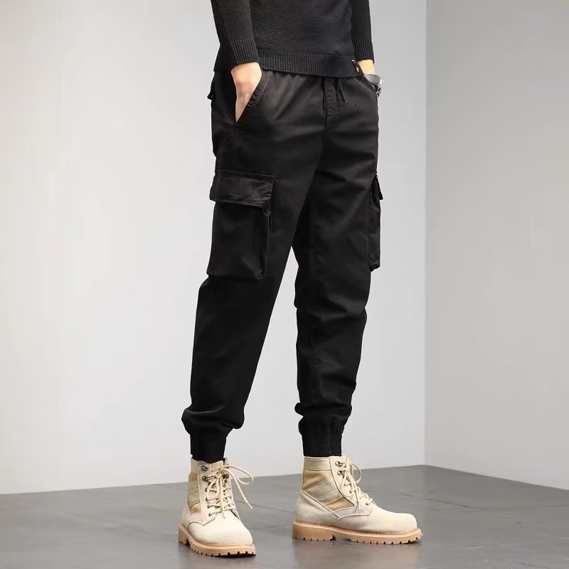 Men's Cropped Tooling Spring And Autumn Loose-fitting Casual Ankle-banded Trousers Multi-pocket - VEX CLUB HOUSE
