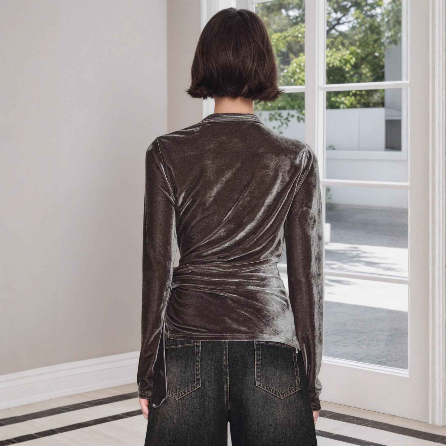 Half-open-collar Long-sleeve Base Shirt A Slim - VEX CLUB HOUSE