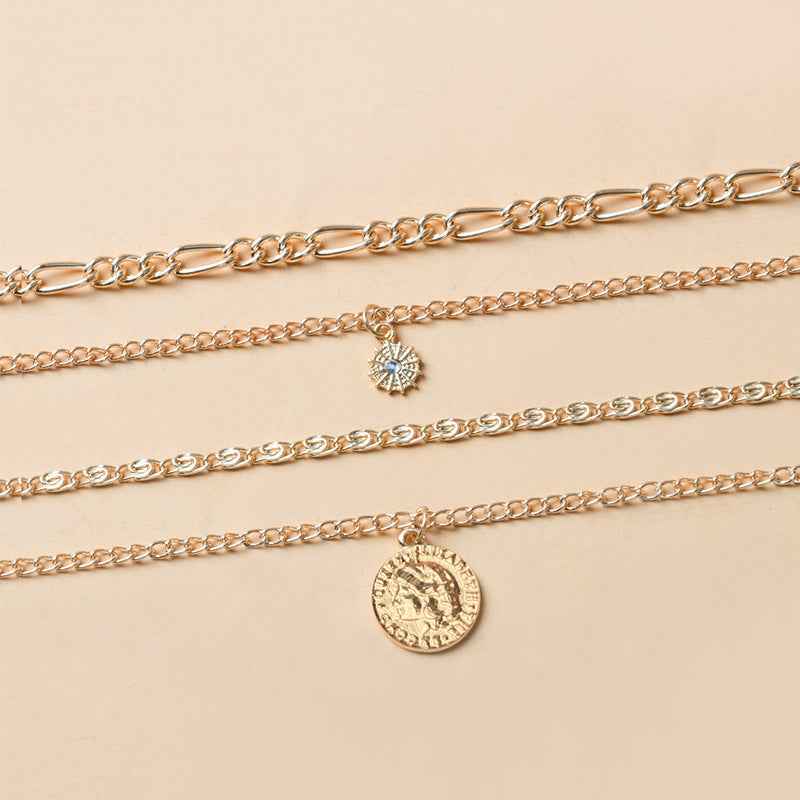Chunky Gold Necklace Chunky Charm Necklace For Women Layered Gold Necklace For Women Silver Coin Necklace Jewelry Gifts For Women - VEX CLUB HOUSE