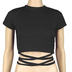 European And American Ins New Sexy Navel T-shirt Women's Tie Straps - VEX CLUB HOUSE