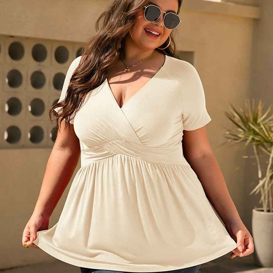 Women's Plus Size T-shirt V-neck Top - VEX CLUB HOUSE