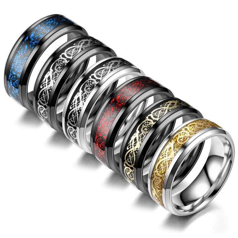 Dragon Pattern Rings Men Stainless Steel Ring Jewelry - VEX CLUB HOUSE
