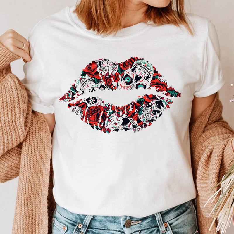 Fashion Printing Creative Color Lip Print Short Sleeve - VEX CLUB HOUSE