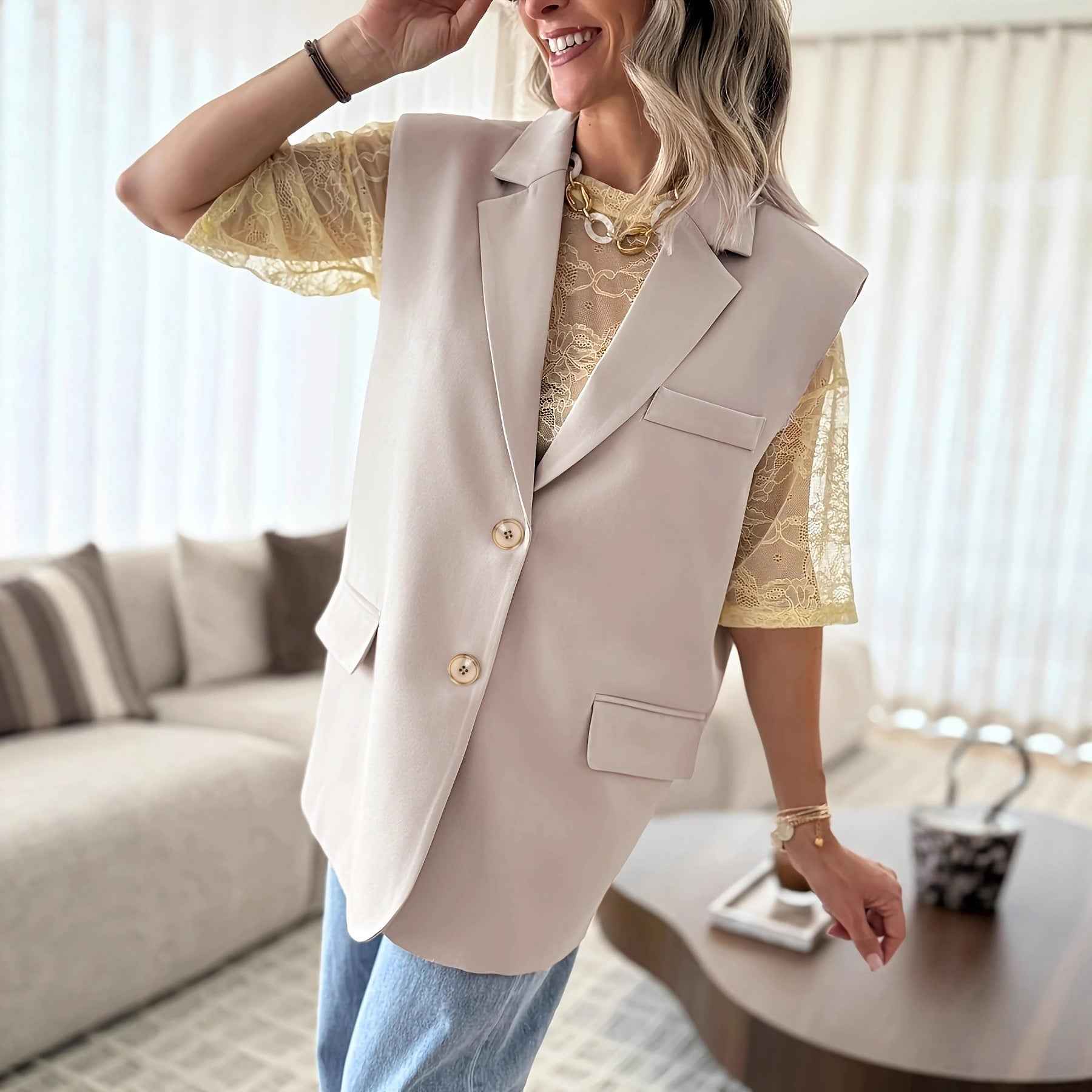 Womens Solid-Color Casual Loose Top Vest - VEX CLUB HOUSE