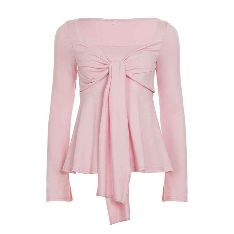 New Relaxed Loose-fit Womens Long-sleeve Top With A Square Neckline - VEX CLUB HOUSE