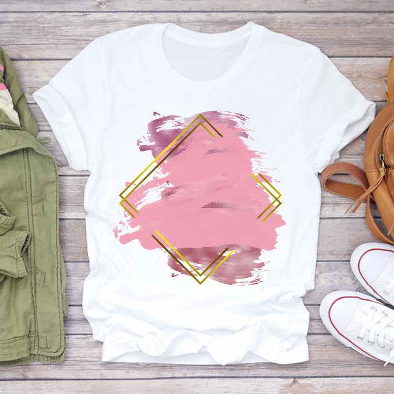 Watercolor Love Fashion Print Short-sleeved T-shirt Women's Trend - VEX CLUB HOUSE