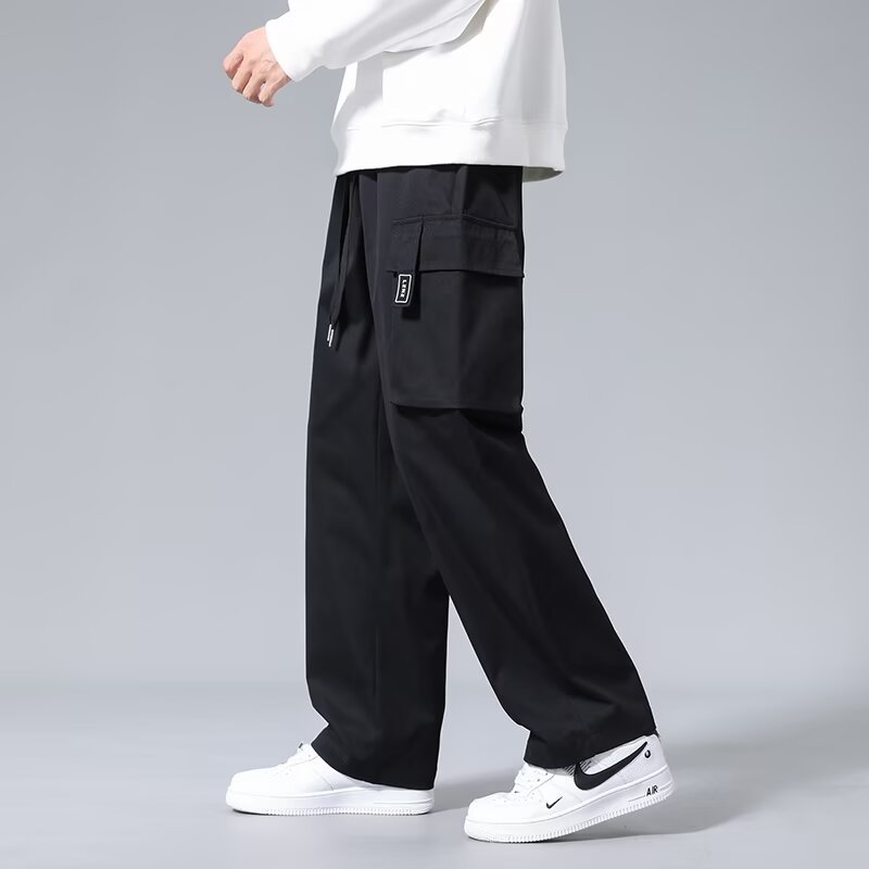 Large Loose Pockets Drawstring Boys Straight Cargo Pants - VEX CLUB HOUSE
