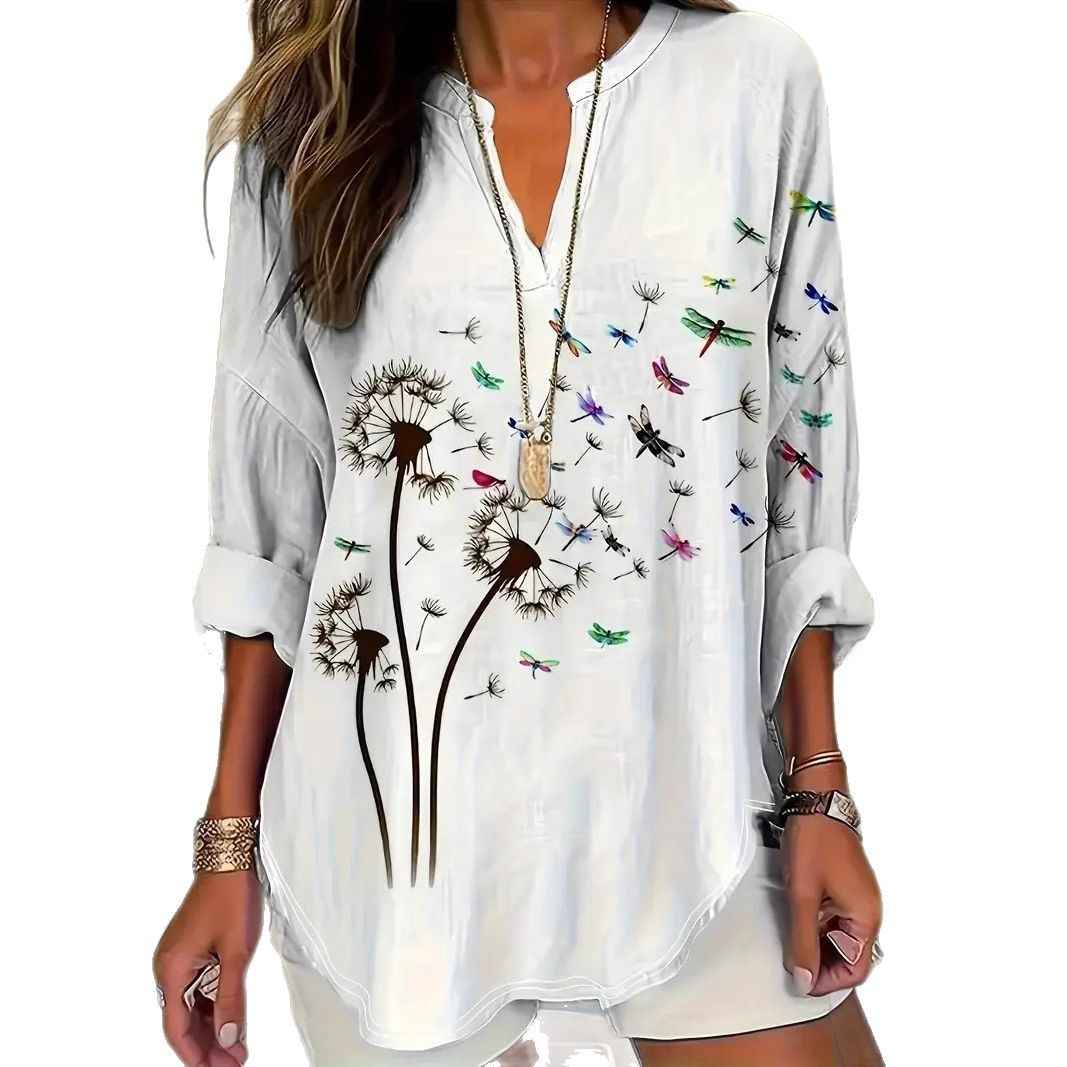 Womens Stand Collar Button-Down Drop Shoulder Long-Sleeve Top - VEX CLUB HOUSE