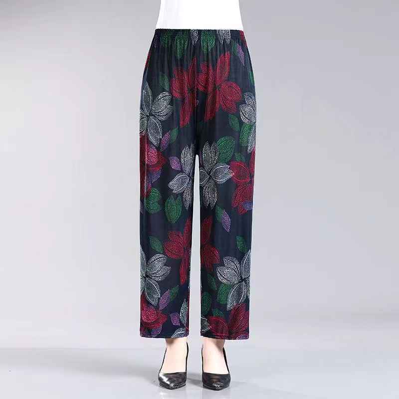 Women's Plus-sized Ice Silk Elastic Pants Cropped Straight - VEX CLUB HOUSE