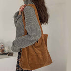 Corduroy Shoulder Bags Winter Fall Handbags Women Shopping Bags