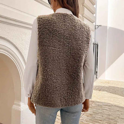 Fur Integrated Composite Loose Korean Outerwear Sleeveless Vest - VEX CLUB HOUSE