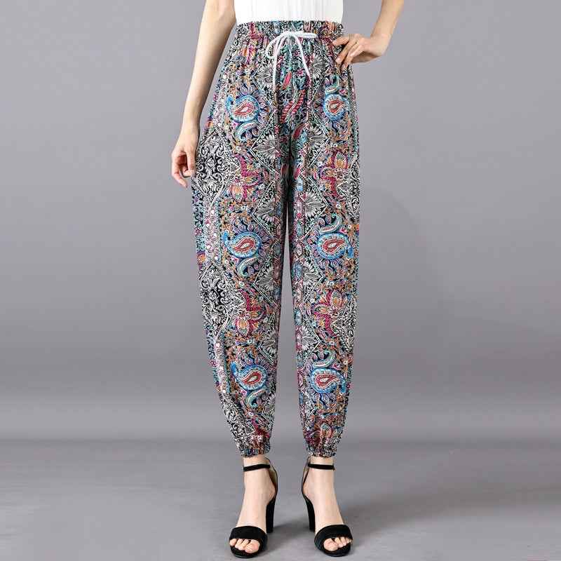 Women's Plus-sized Ice Silk Elastic Pants Cropped Straight - VEX CLUB HOUSE
