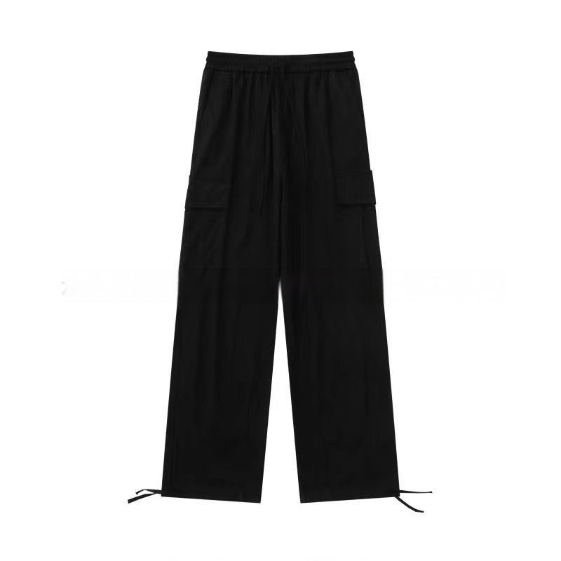 Loose Fitting Casual Straight Leg Cargo Pants With Multiple Pockets And A Drawstring Waist - VEX CLUB HOUSE