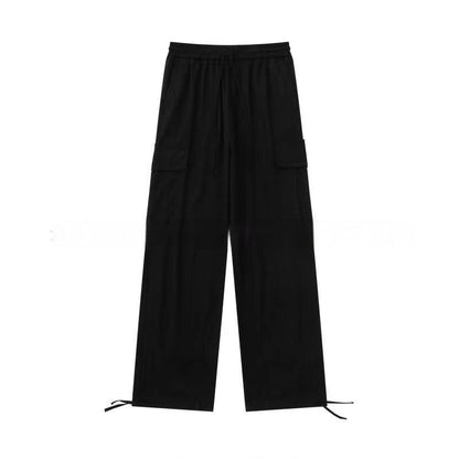 Loose Fitting Casual Straight Leg Cargo Pants With Multiple Pockets And A Drawstring Waist - VEX CLUB HOUSE