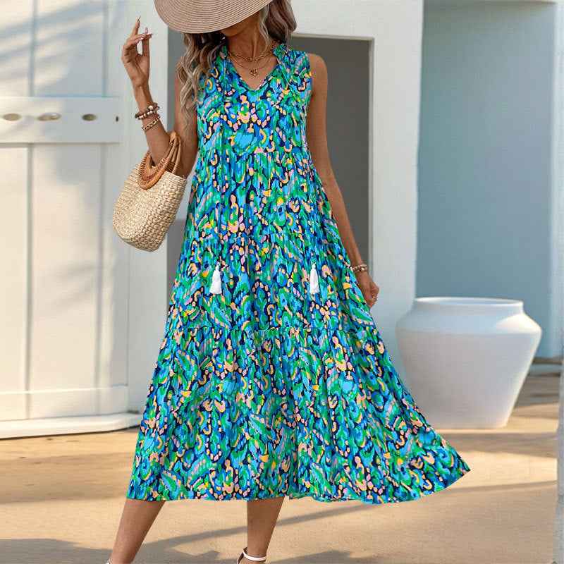 Long Abstract-print Dress For Your Vacation - VEX CLUB HOUSE