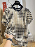 Men's Casual Loose Textile Short Sleeve Stripes - VEX CLUB HOUSE
