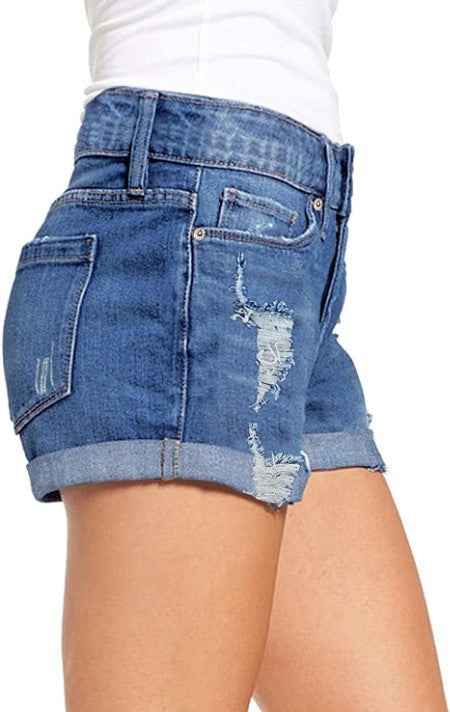 Ripped And Frayed Denim Shorts For Women - VEX CLUB HOUSE