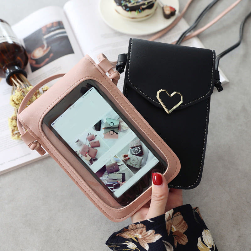 Love Buckle Mobile Phone Bags For Women Transparent Touch Screen Wallet Crossbody Shouder Bags - VEX CLUB HOUSE