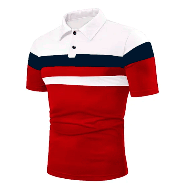 Men's Short Sleeve Chest Three Stripes Color Matching Fashion Short Sleeve - VEX CLUB HOUSE