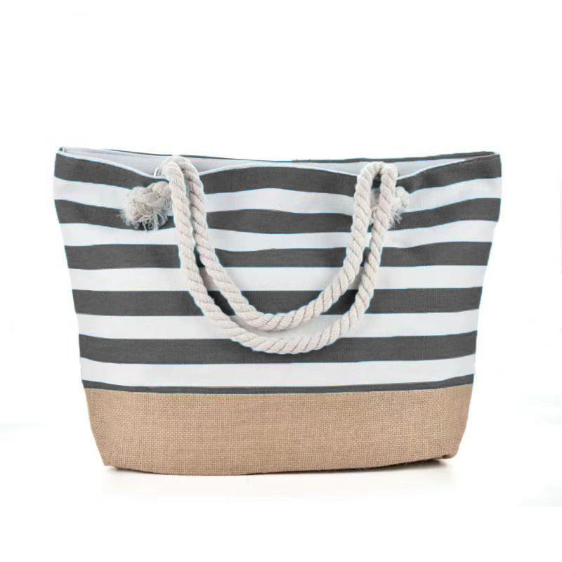 Striped Beach Bag Casual Large Capacity Women Shoulder Bags - VEX CLUB HOUSE