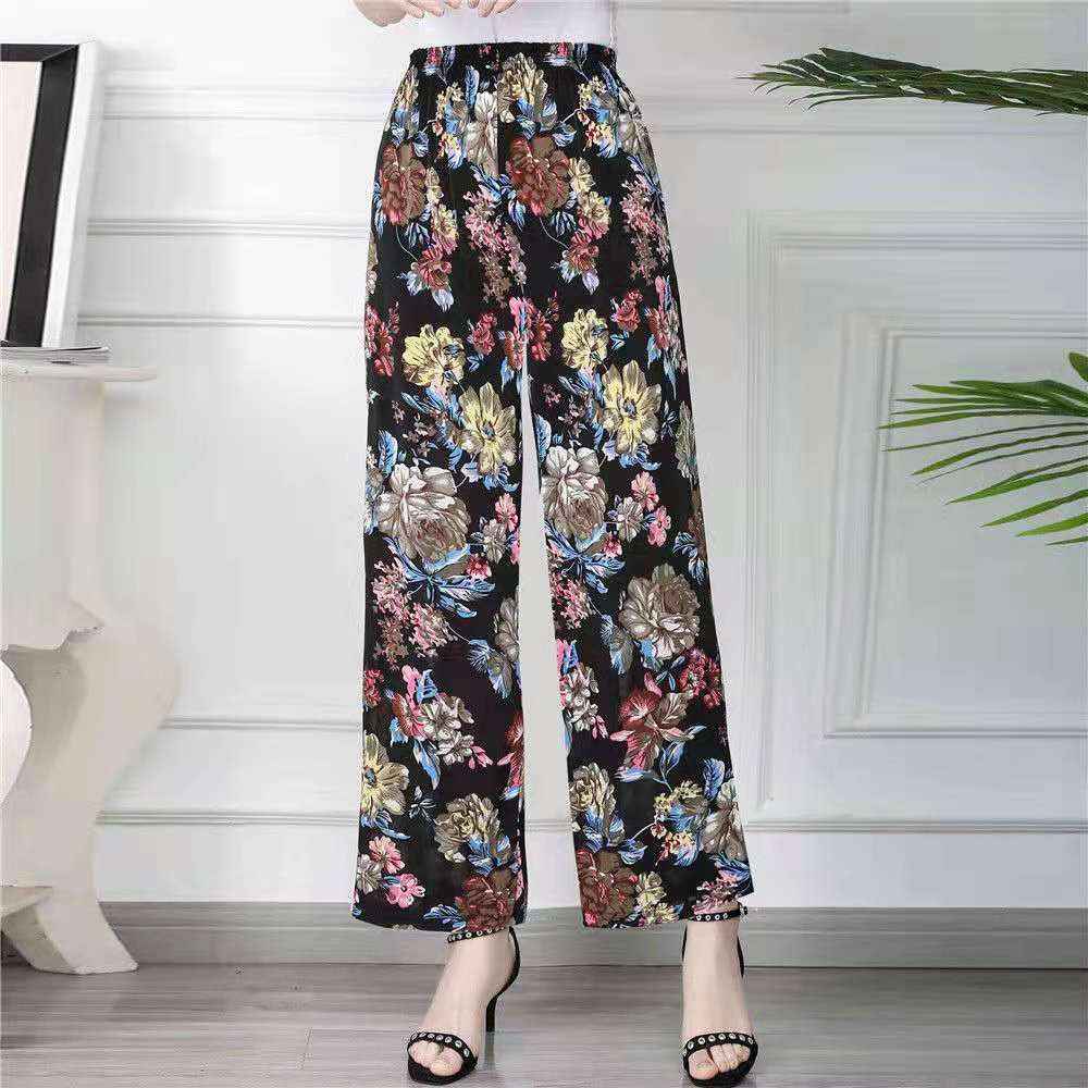 Women's Plus-sized Ice Silk Elastic Pants Cropped Straight - VEX CLUB HOUSE