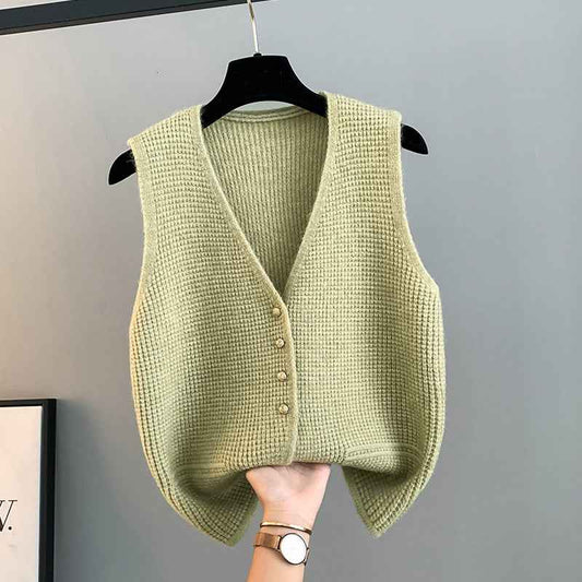 High Sense Classic Style Women's Clothing V-neck Knitted Cardigan Vest Vest Sweater - VEX CLUB HOUSE