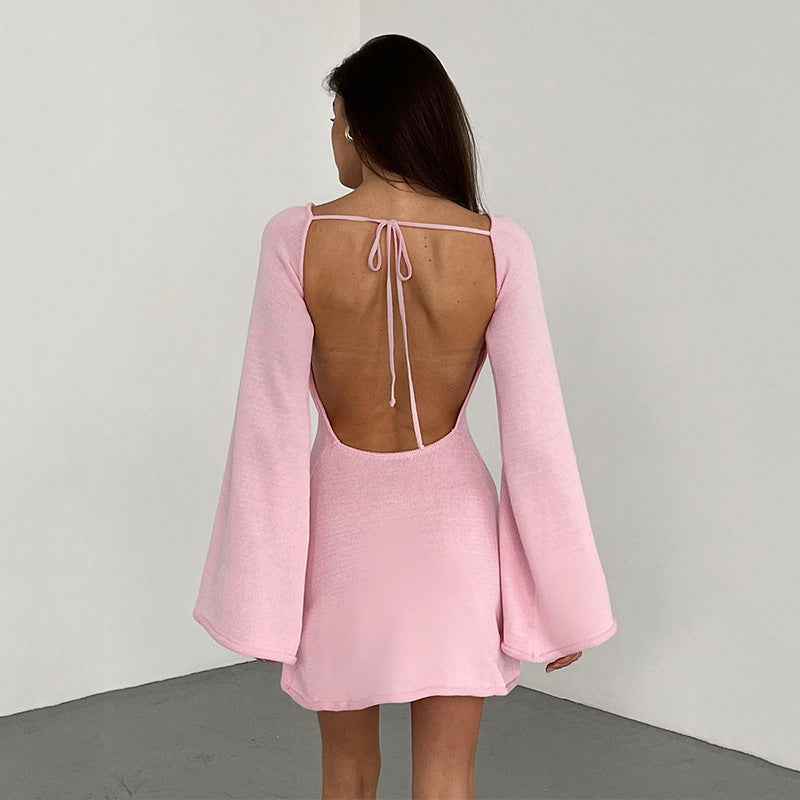 Womens Sexy Loose-fittingBackless Long-sleeve Dress - VEX CLUB HOUSE