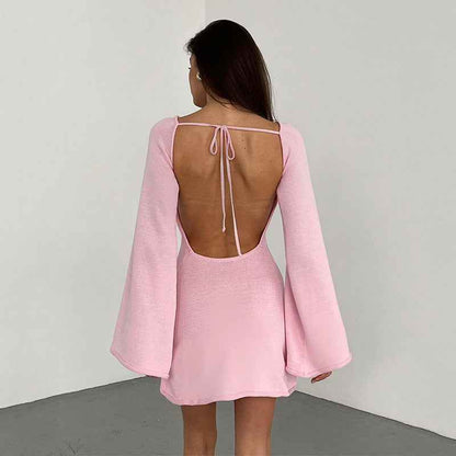 Womens Sexy Loose-fittingBackless Long-sleeve Dress - VEX CLUB HOUSE