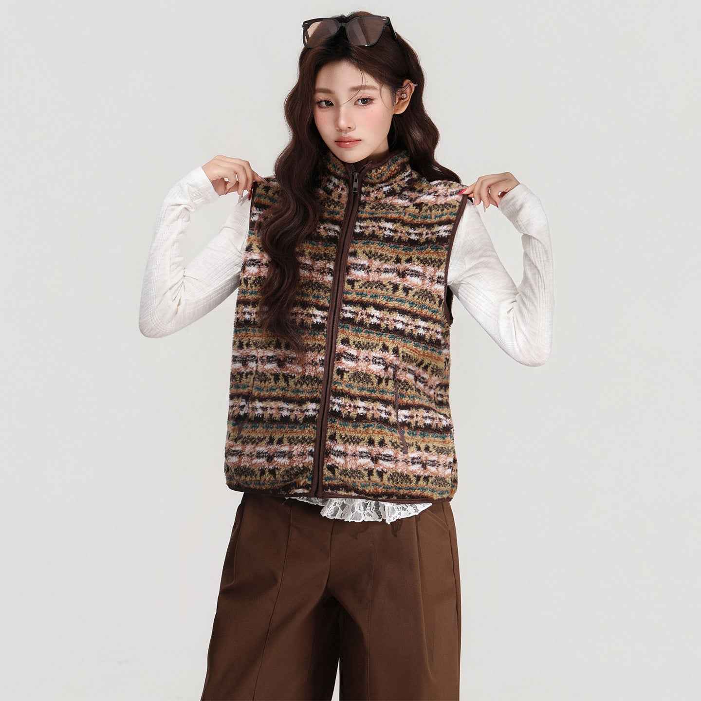 Retro Stand-collar Lamb Wool Vest Women's Cardigan Jacket For Autumn And Winter Layering - VEX CLUB HOUSE