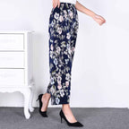 Women's Plus-sized Ice Silk Elastic Pants Cropped Straight - VEX CLUB HOUSE