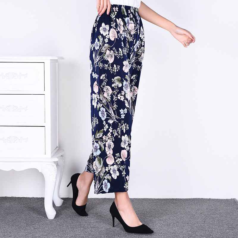Women's Plus-sized Ice Silk Elastic Pants Cropped Straight - VEX CLUB HOUSE
