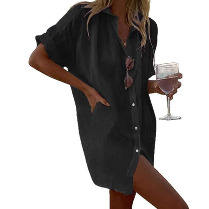 Women's Casual Loose-Fit Fashionable Cotton-Linen Solid-Color Short-Sleeve Top - VEX CLUB HOUSE
