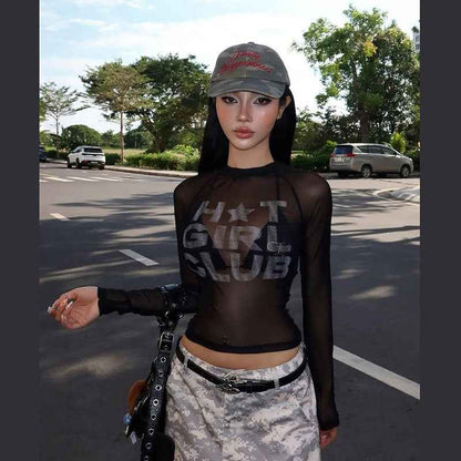 New Womens Fashion Short Top With A Round Neck Floral Print And Sheer Mesh Design - VEX CLUB HOUSE