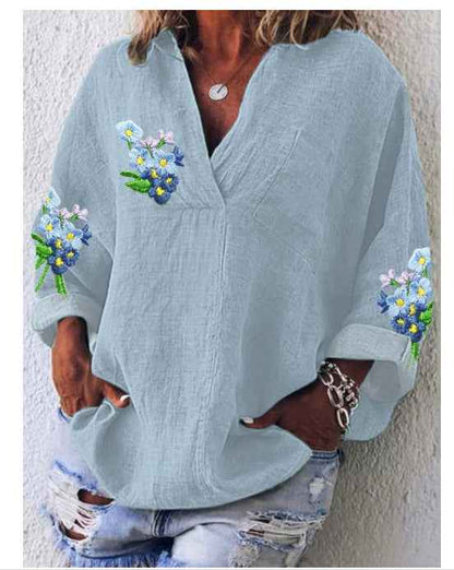 Womens American-style Digitally Printed Linen Shirt - VEX CLUB HOUSE