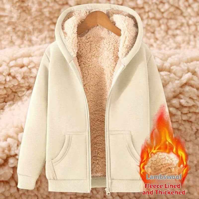 Women's Simple Solid Color Cold-proof Warm Berber Fleece Hooded Jacket - VEX CLUB HOUSE