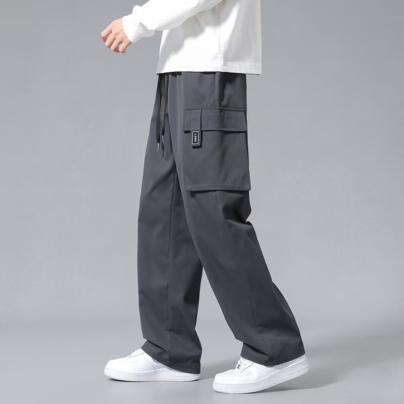 Large Loose Pockets Drawstring Boys Straight Cargo Pants - VEX CLUB HOUSE