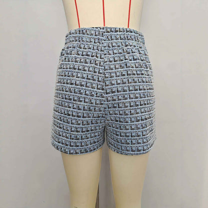 Fashionable Plaid Knitted Shorts For Women - VEX CLUB HOUSE