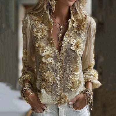Womens Simple 3D Digital-Print Shirt Top - VEX CLUB HOUSE