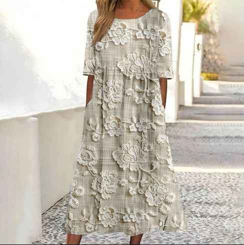 Simple Round Neck Stylish And Elegant Womens Dress - VEX CLUB HOUSE