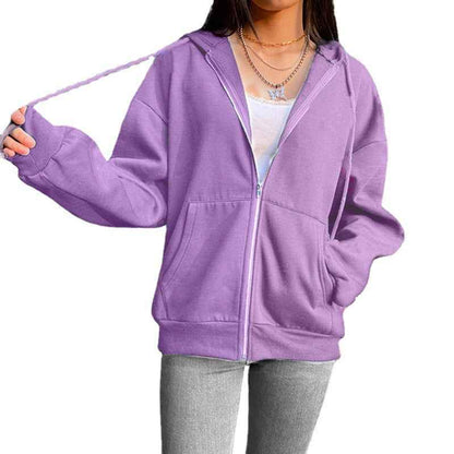 Fashion Women's Loose Street Zip Top - VEX CLUB HOUSE