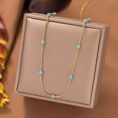 Titanium Steel Ball Drop Glaze Necklace For Women With A Colorless And Advanced Sense, Simple And Versatile Collar Chain Accessories - VEX CLUB HOUSE
