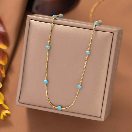 Titanium Steel Ball Drop Glaze Necklace For Women With A Colorless And Advanced Sense, Simple And Versatile Collar Chain Accessories - VEX CLUB HOUSE